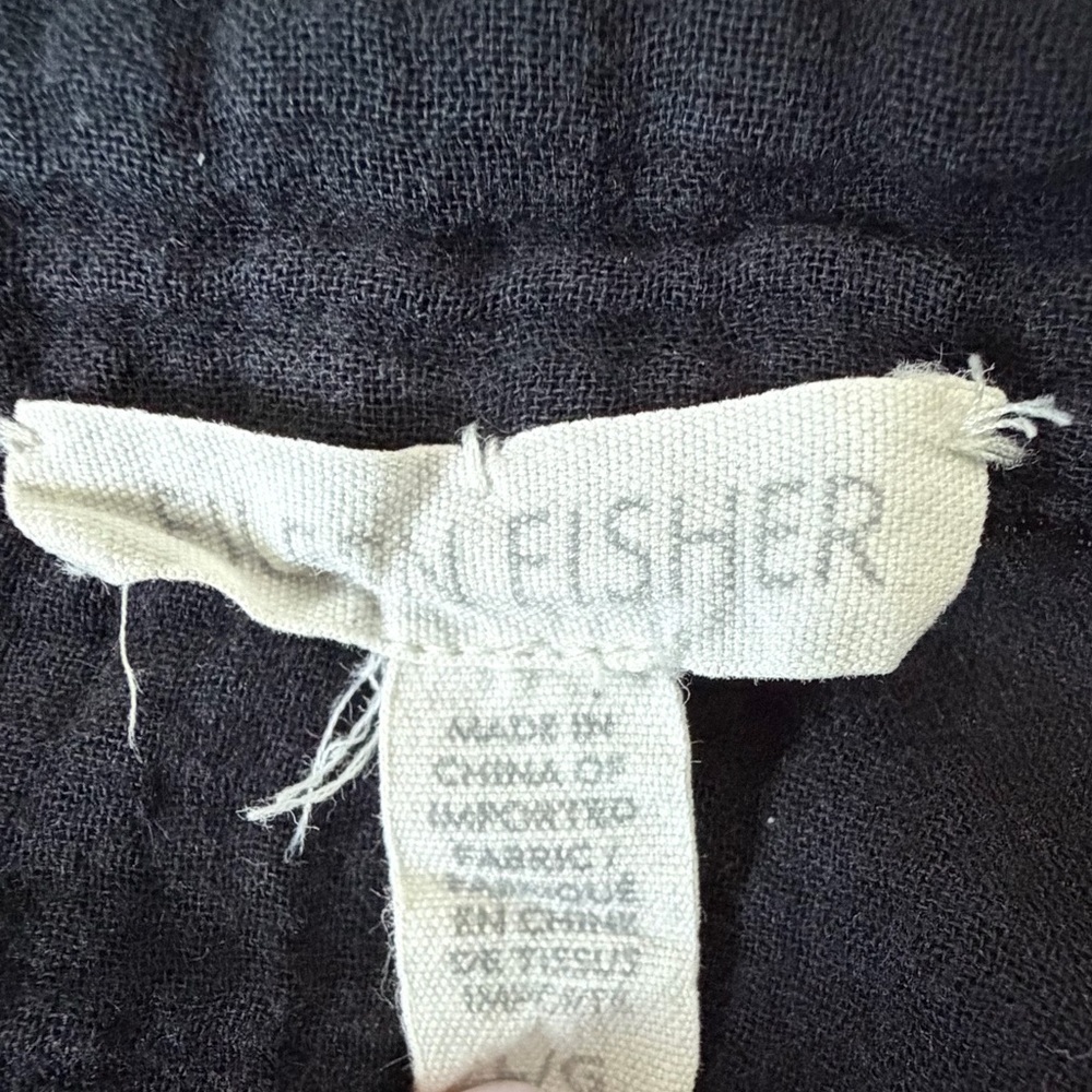 Eileen Fisher Black Linen Long Soft Shirt Sz LG